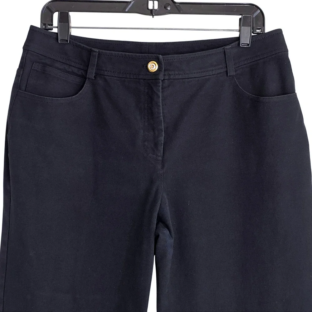 St. John Collection Luxury Wide Leg Jeans Women's Size 10 Black Mid Rise EUC - Picture 4 of 8